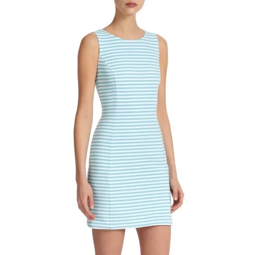 Lilly Pulitzer Blue and White Striped Sleeveless Mini Dress w Back Cutout, XXS